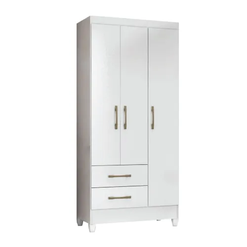 Ropero 3 Puertas 2 Cajones Armario Placard Con Estantes en Blanco - Roperos y placares, Uruguay | Muebles Express