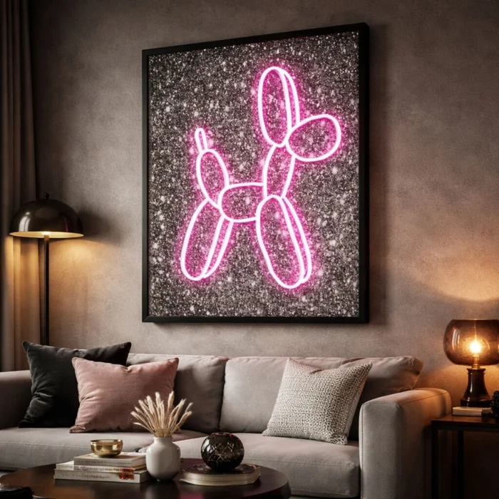 CUADRO BALLOON DOG LED Rosa  en Rosa SKU - Decoración, Uruguay | Viasono