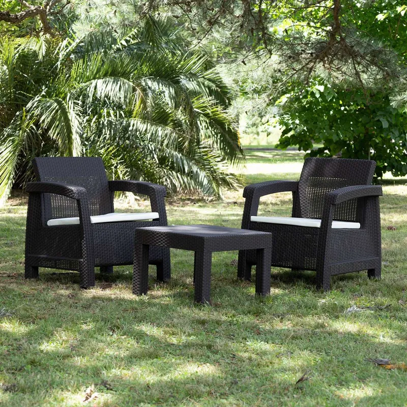 Juego de Jardín Mykonos - 2 butacas y mesa - Negro en Negro - Muebles para el exterior, Uruguay | NYR