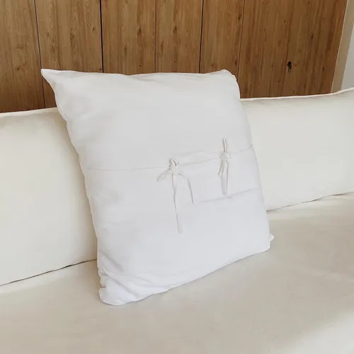 Almohadón blanco lino (60cm) - Textiles, Uruguay | Dreams On Time