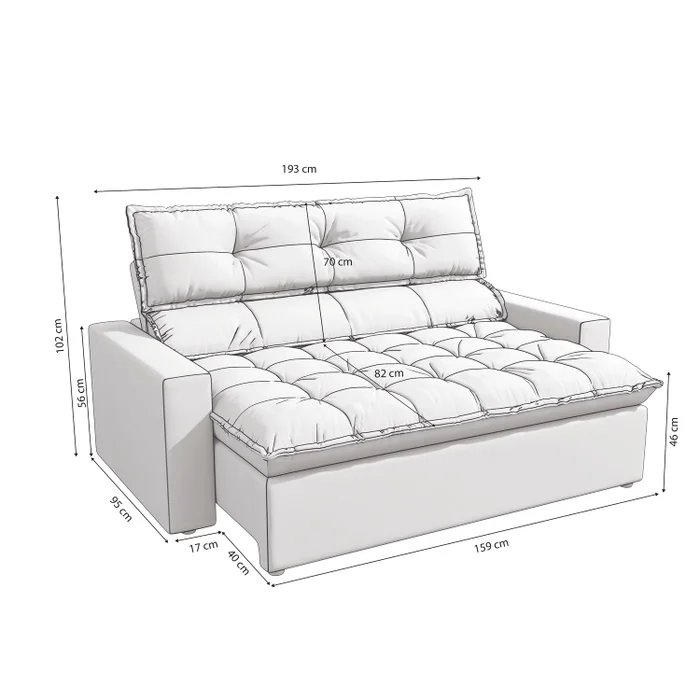 Sofa Viteli 193CM - Retractil/Reclinable en Beige - Sillones y sofás, Uruguay | Balton, vista 12