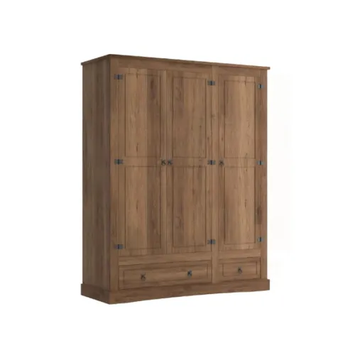 Ropero 3 Puertas - Madera Maciza - Línea Monterrey - Nogal - Roperos y placares, Uruguay | Ecowood