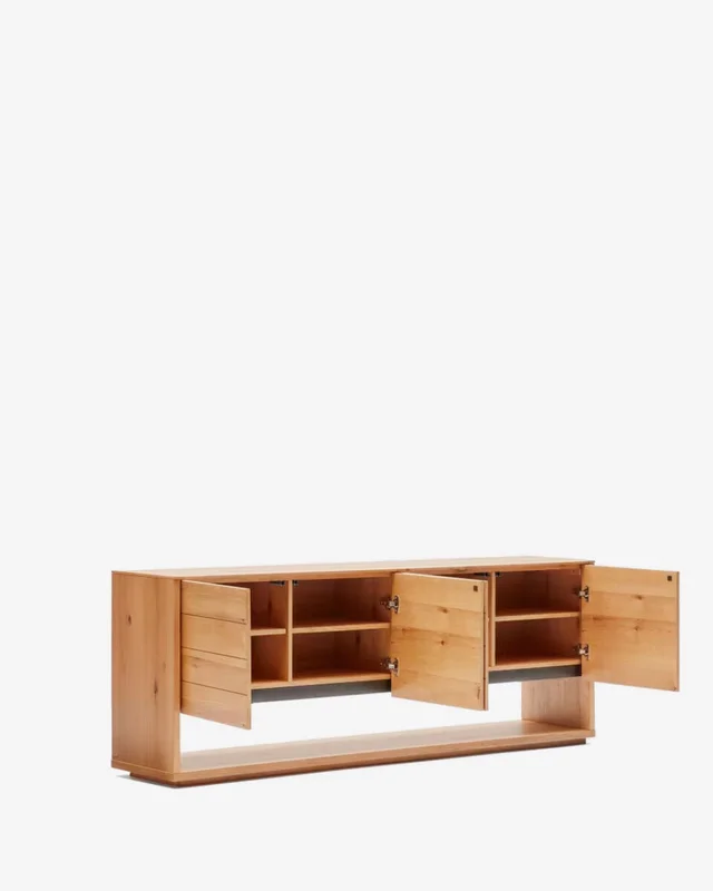 Aparador Alguema - 4 puertas en chapa de roble con acabado natural 200 x 74 cm en Madera natural - Aparadores y recibidores, Uruguay | Kavehome, vista 9