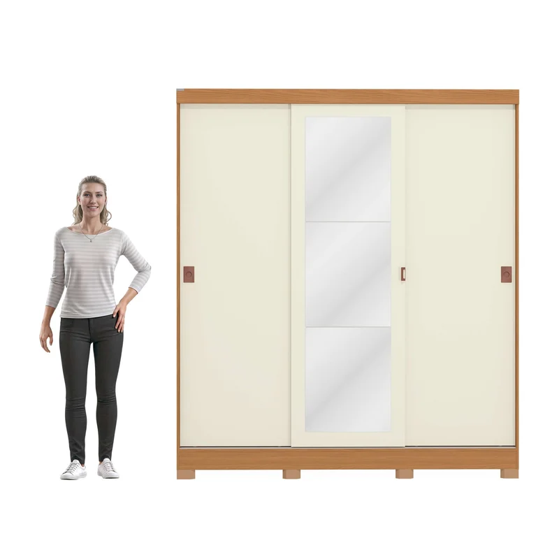Ropero 3 Puertas Corredizas 180CM - Turin en Madera natural - Roperos y placares, Uruguay | Balton, vista 10