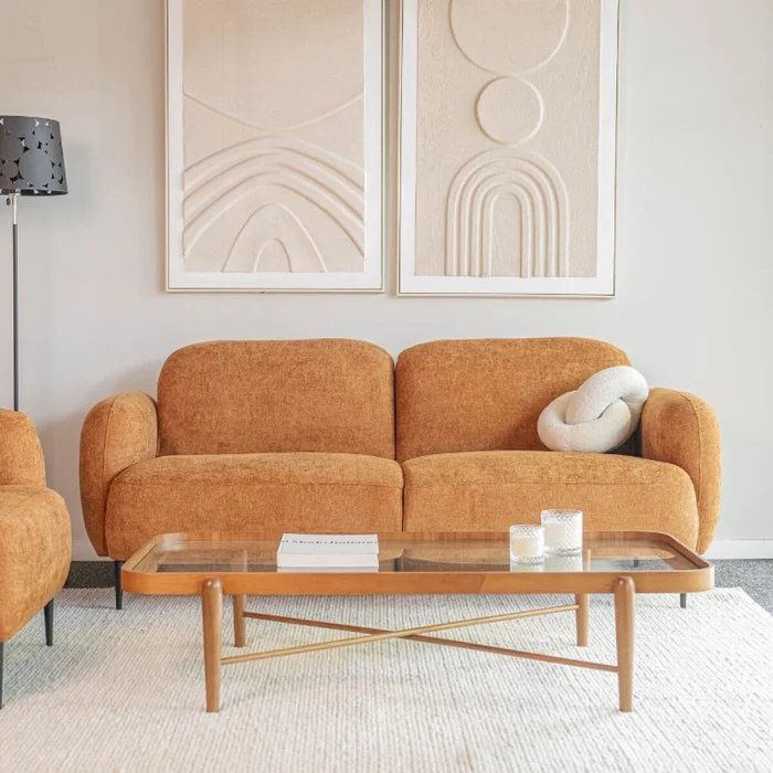 Sofá Giovanni - 3 cuerpos / Terracota en Naranja - Sillones y sofás, Uruguay | Fábrica Italiana