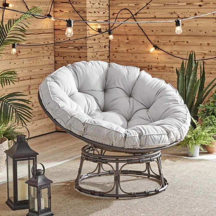 Butaca Rattan-sintetico-y-acero Natural-beige Moon en Gris - Muebles para el exterior, Uruguay | Divino