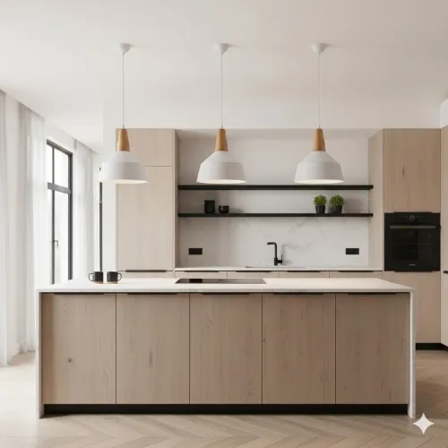 Campana de Aluminio y madera estilo nórdico - Blanco en Blanco - Lámparas colgantes, Uruguay | Iluminica