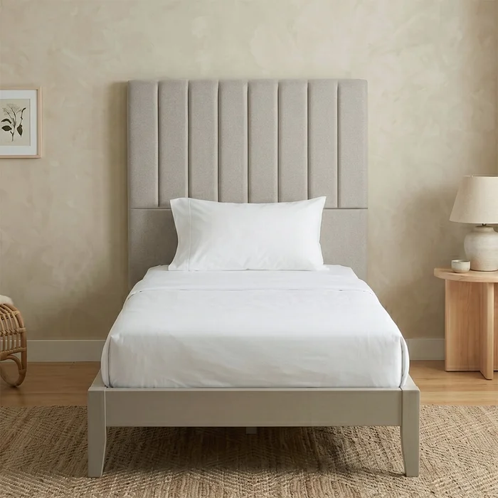 Respaldo 1 Plaza Madera y Tela - Nanda 90 en Beige - Respaldos de cama, Uruguay | Rústico Hogar