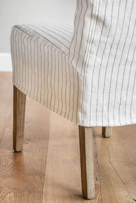 FUNDA SILLA AÑO 50 - LINO ALTO GRAMAJE RAYADO OFF WHITE en Blanco - Sillas, Uruguay | La Iberica, vista 2