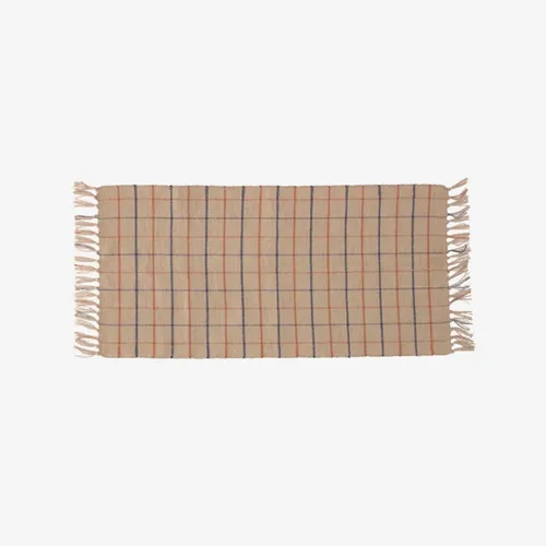 Alfombra Badia - natural con rayas granate y azul oscuro 70 x 140 cm en Beige - Textiles, Uruguay | Kavehome