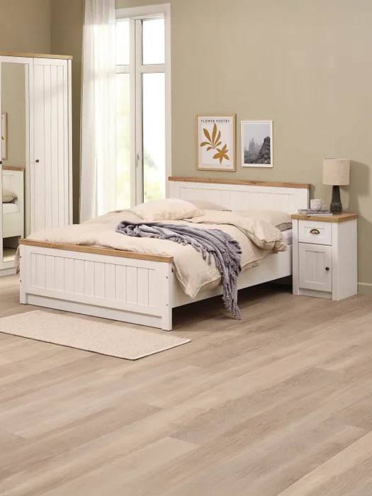 Estructura cama MARKSKEL King 180x200 roble/bl en Blanco - Dormitorio, Uruguay | JYSK, vista 4