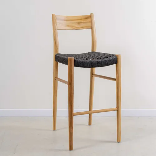 Banquetas en teca y loom sintético - Butacas, banquetas y puffs, Uruguay | Entrecasa