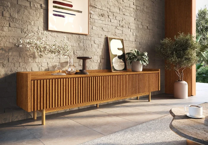 Rack Ravena 220cm - Marrón Freijo en Madera natural - Muebles para TV, Uruguay | Berna Home, vista 4