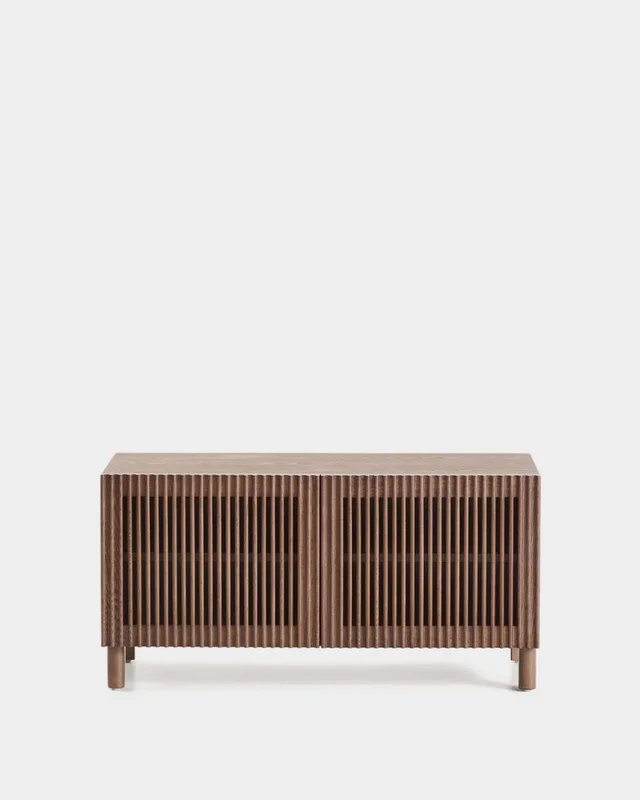 Zapatero Beyla 2 puertas de chapa y madera maciza de fresno con acabado tono nogal 98,5 cm en Marrón - Butacas, banquetas y puffs, Uruguay | Kavehome, vista 5