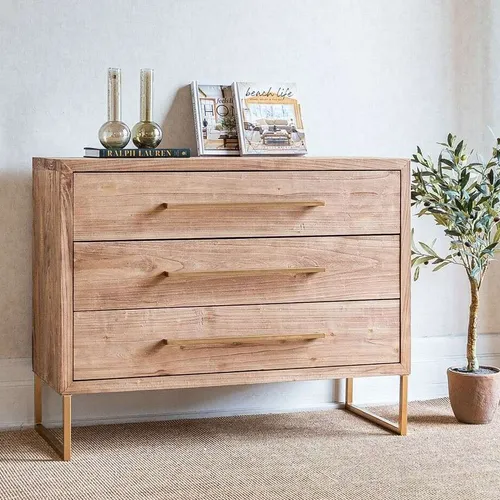 COMODA SUR - ALAMO Y HIERRO ORO VIEJO en Madera natural - Bibliotecas, Uruguay | La Iberica