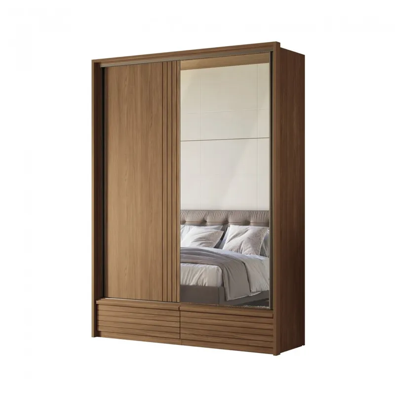 Ropero Demócrata 2 Puertas Corredizas y Espejo - Linea Fit - Marron en Marrón - Roperos y placares, Uruguay | Rústico Hogar