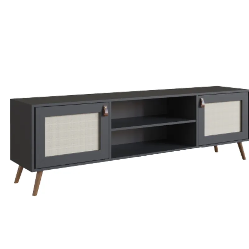 Rack Praga 140 cm - Negro con Esterilla - Muebles para TV, Uruguay | Berna home