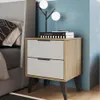 Mesa De Luz 2 Cajones Estilo Nórdico Con Patas Mdp - Mesas de luz, Uruguay | Lais Muebles, vista 2 de 2