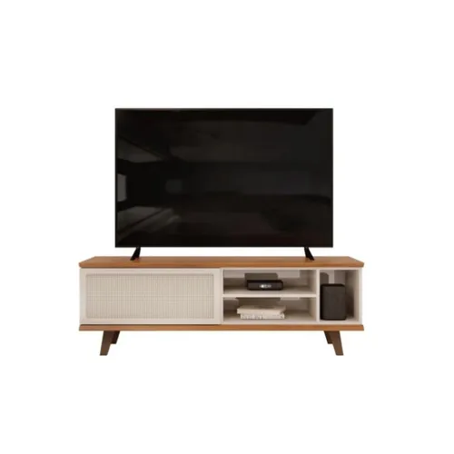 Rack Para Tv 1 Puerta Corrediza - Blanco en Blanco - Muebles para TV, Uruguay | Ecowood