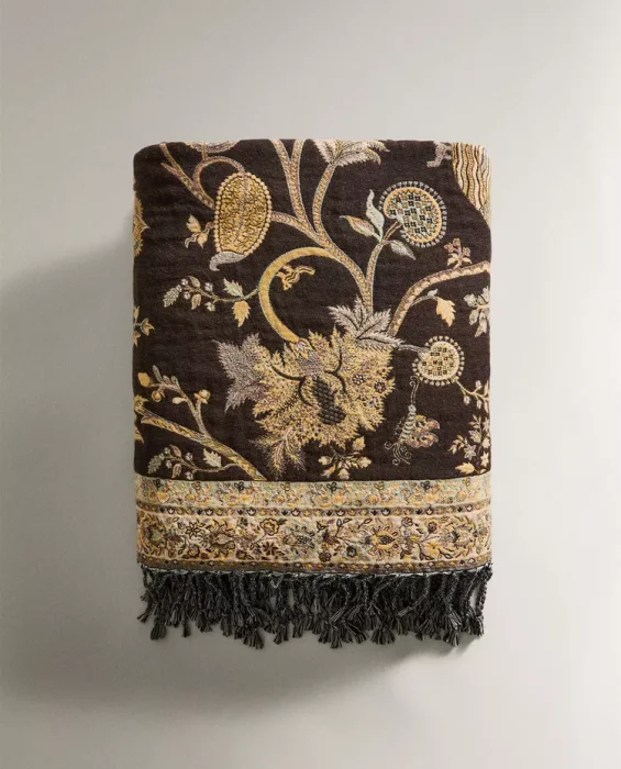MANTA JACQUARD FLORES en Marrón, Uruguay | Zara Home, vista 6