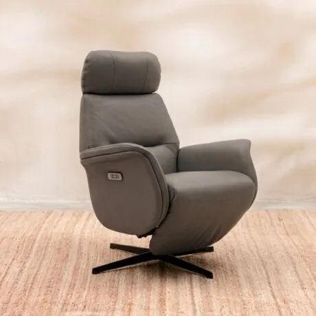 Sillón Reclinable Cuero Flora Gris en Gris - Sillones y sofás, Uruguay | Aihaus