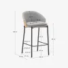 Taburete Eamy de chenilla gris claro chapado en fresno acabado natural y metal negro 65 cm en Gris - Butacas, banquetas y puffs, Uruguay | Kavehome, vista 9 de 9