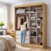 Ropero Armario Bagdá MDF 100% Premium Puertas Mixtas 2 Batientes y 1 Corrediza 3 Cajones y Espejo - Castaño Off White - Roperos y placares, Uruguay | Mulata, vista 3 de 9