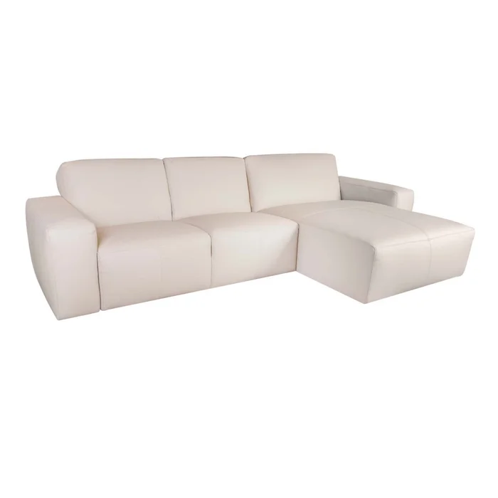 Sofa Con Chaise Más De 4 Cuerpos Cuero-y-madera Natural-beige Loft Arena en Beige - Sillones y sofás, Uruguay | Divino, vista 3