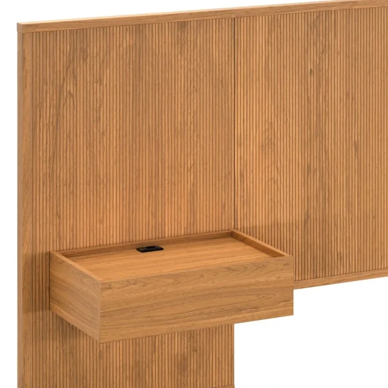Respaldo King continuo con mesa de luz - Nordik - Marrón en Madera natural - Respaldos de cama, Uruguay | Ecowood, vista 3