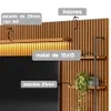 Rack con Panel Ouro Listones de madera y Led 268cm MDF/MDP - Muebles para TV, Uruguay | Balton, vista 6 de 11