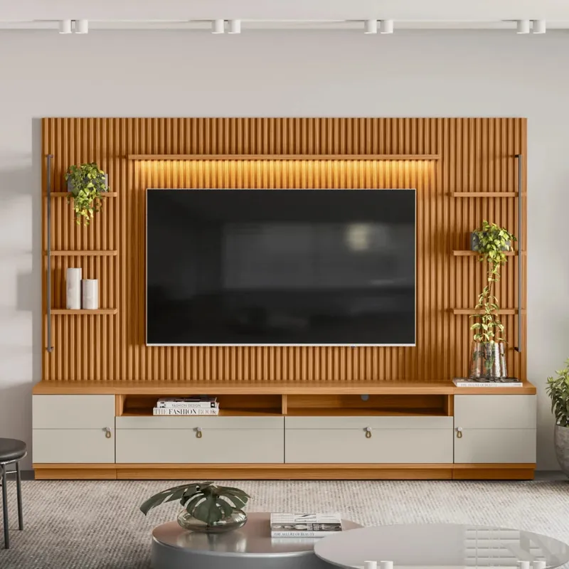 Modular para Tv Ouro Rack + Panel 2 Laterales - Línea Haus - Muebles para TV, Uruguay | Ecowood
