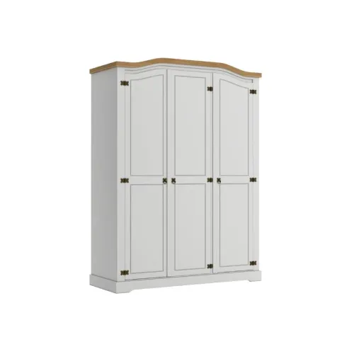 Ropero Curvo 3 Puertas Madera Maciza Línea Monterrey - Blanco en Blanco - Roperos y placares, Uruguay | Ecowood