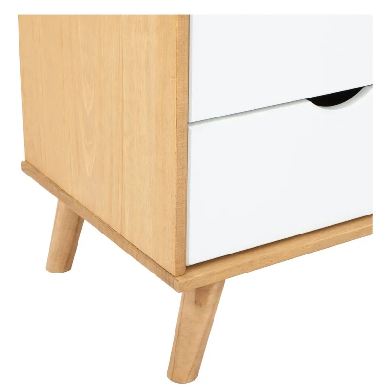 Mesa De Luz 2 Cajones Nicho - Linea Berlín - Blanco en Madera natural - Mesas de luz, Uruguay | Ecowood, vista 4