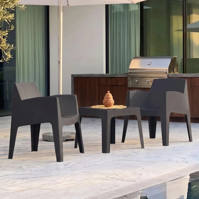 Set de Jardín Mesa + 2 sillas - Magna - Negro en Negro - Muebles para el exterior, Uruguay | Ecowood, vista 4