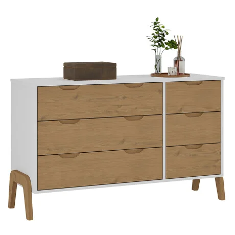 Comoda 6 cajones Linea Veneza - Blanco/Miel en Multicolor - Cómodas, Uruguay | La Cueva Muebles, vista 5