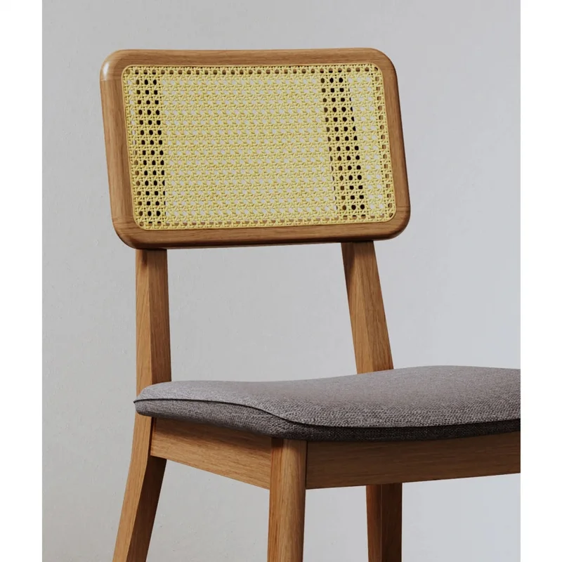 Silla de Comedor Classic Ratan - Línea Nevada - Lino Gris en Gris - Sillas, Uruguay | Ecowood, vista 8