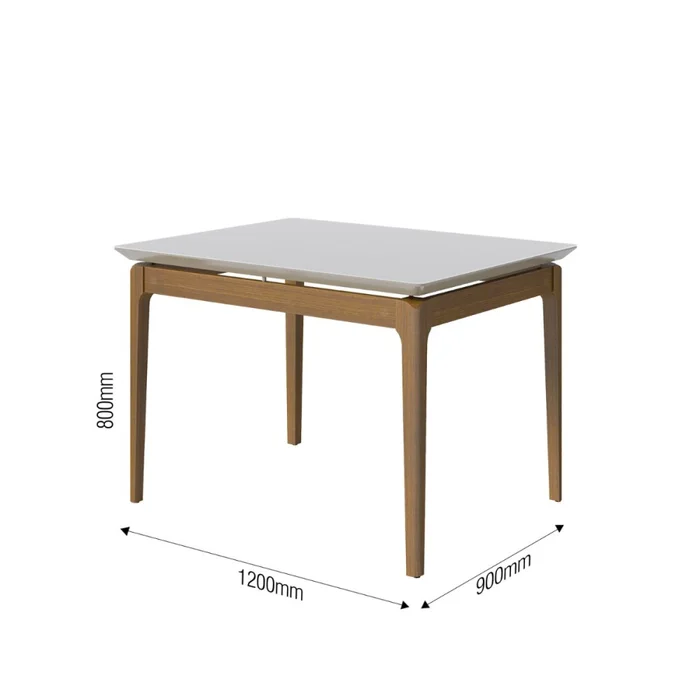 Mesa de Comedor Wind - 120 x 90 con vidrio - Off White y Natural en Blanco - Mesas de comedor, Uruguay | NYR, vista 2
