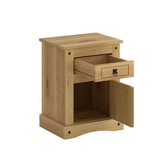 Mesa de luz 1 puerta 1 cajón Natural - Línea Monterrey en Madera natural - Mesas de luz, Uruguay | Ecowood, vista 3