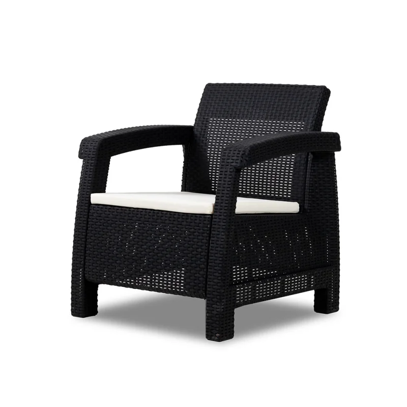 Juego de Jardín Mykonos - 2 butacas y mesa - Negro en Negro - Muebles para el exterior, Uruguay | NYR, vista 3