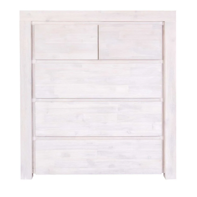 Comoda 5 Cajones Madera-acacia Natural-beige Newport en Blanco - Cómodas, Uruguay | Divino, vista 3