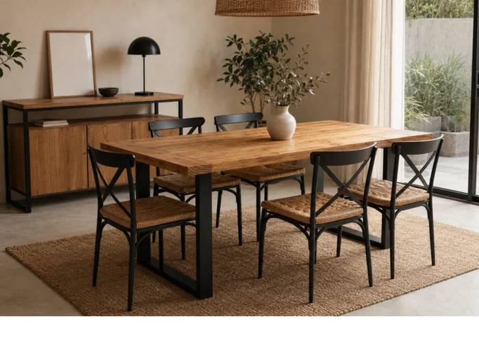 Mesa Comedor IRON Tablonada MUESTRA en Negro - Mesas de comedor, Uruguay | Finkel, vista 3