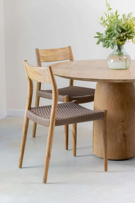 Silla en teca y fibra de loom sintética en Madera natural - Sillas, Uruguay | Entrecasa, vista 5