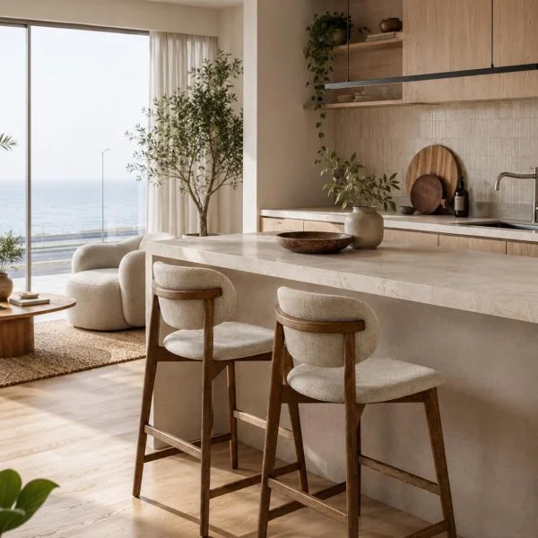BANQUETA AXIS CARVALHO Y BEIGE CLARO T424C en Calvalho - Muebles, Uruguay | Indrana, vista 4