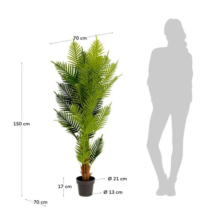 Planta artificial Palmera de helecho con maceta negro 150 cm en Verde - Macetas, Uruguay | Kavehome, vista 3