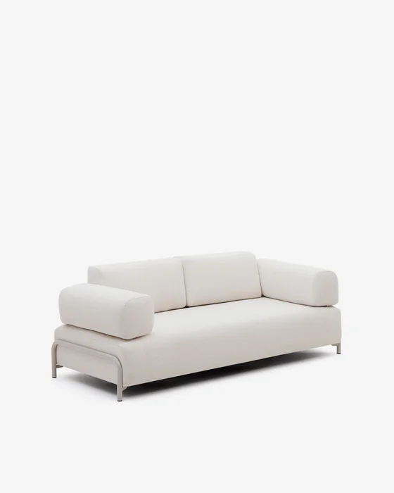 Sofá Compo 3 plazas de chenilla beige y estructura de metal gris 232 cm en Beige - Sillones y sofás, Uruguay | Kavehome
