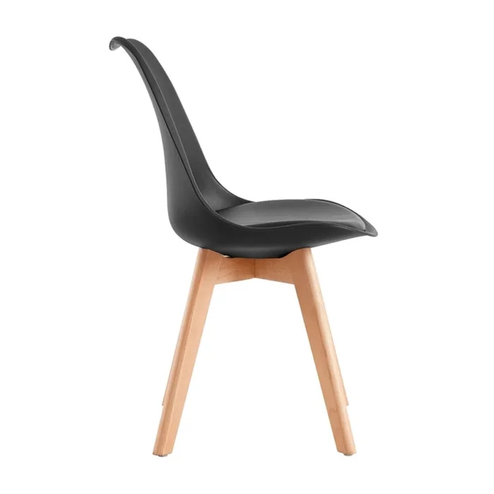 Silla Eames Tapizada Eco Cuero Acolchada Patas Madera - Negro en Negro - Sillas, Uruguay | Rústico Hogar, vista 3