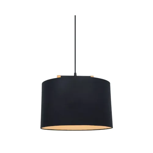 Colgante pantalla de tela negra y detalles en madera 40cm en Negro - Lámparas colgantes, Uruguay | Iluminica