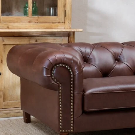 Sillón Cuero Liverpool 3 Cuerpos Marrón en Marrón - Sillones y sofás, Uruguay | Aihaus, vista 3