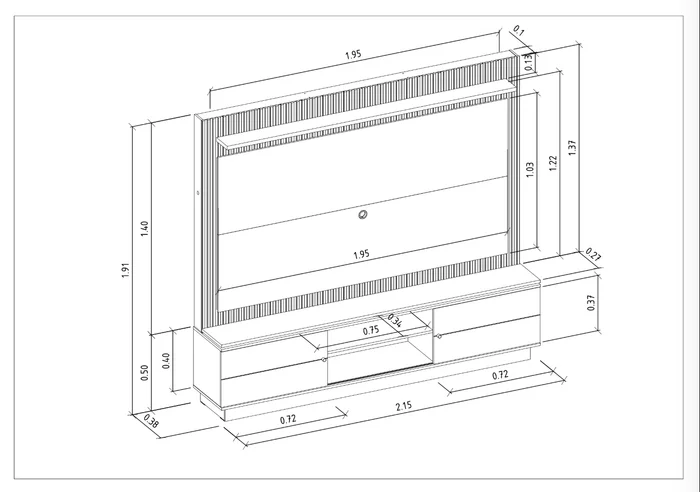 Rack con Panel Guararapes 215cm con kit Led MDF/MDP en Blanco - Muebles para TV, Uruguay | Balton, vista 12