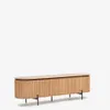 Mueble TV Licia 4 puertas de madera maciza de mango y metal pintado negro 200 x 55 cm en Madera natural - Muebles para TV, Uruguay | Kavehome, vista 1 de 10